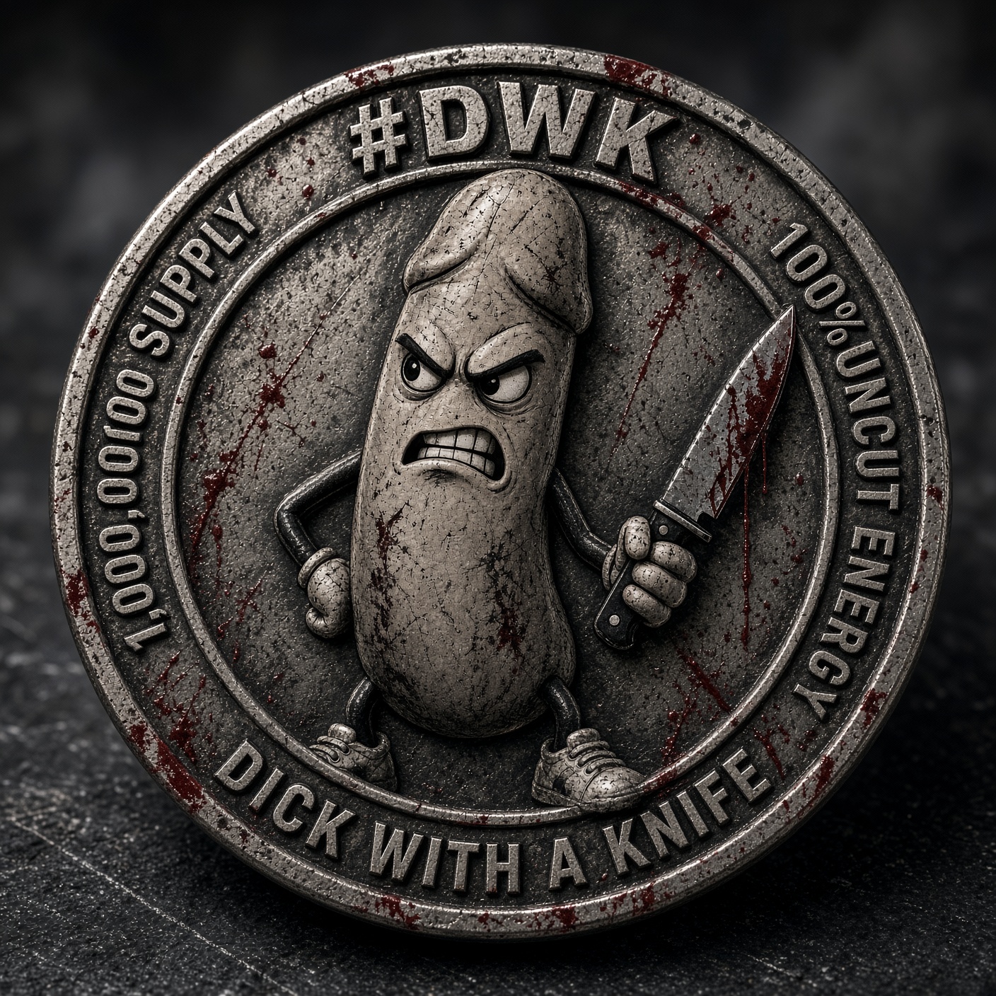 Official DWK coin artwork on a dark surface